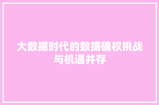 大数据时代的数据确权挑战与机遇并存