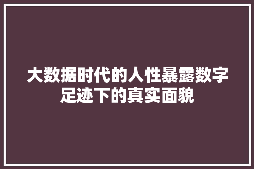 大数据时代的人性暴露数字足迹下的真实面貌