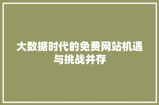 大数据时代的免费网站机遇与挑战并存