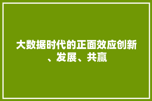 大数据时代的正面效应创新、发展、共赢