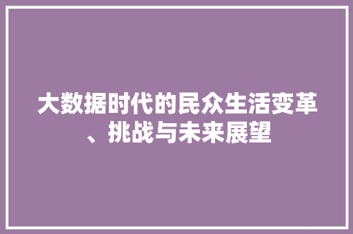 大数据时代的民众生活变革、挑战与未来展望