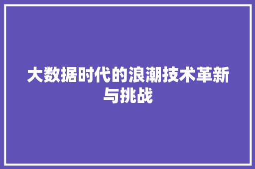 大数据时代的浪潮技术革新与挑战