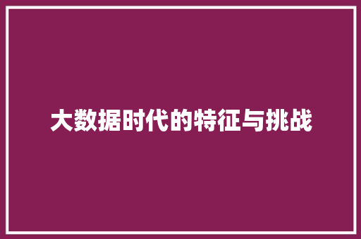 大数据时代的特征与挑战 后端技术