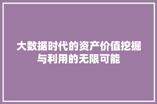 大数据时代的资产价值挖掘与利用的无限可能