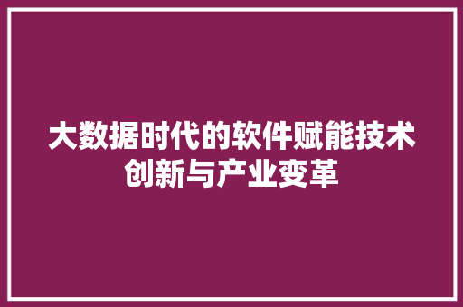 大数据时代的软件赋能技术创新与产业变革