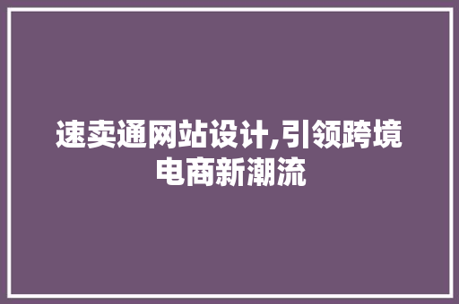 速卖通网站设计,引领跨境电商新潮流