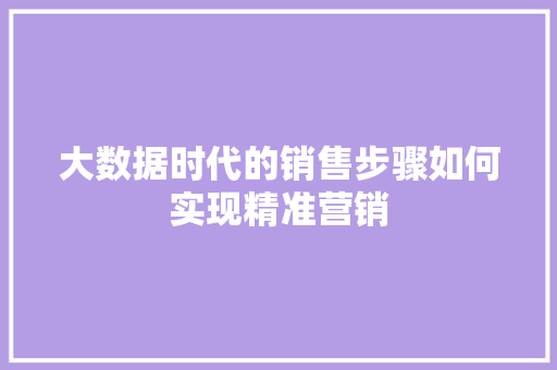 大数据时代的销售步骤如何实现精准营销