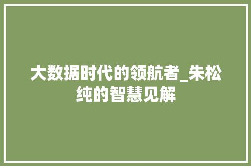 大数据时代的领航者_朱松纯的智慧见解