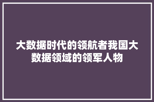 大数据时代的领航者我国大数据领域的领军人物