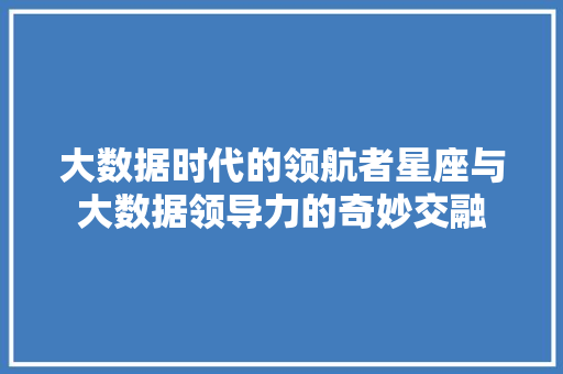 大数据时代的领航者星座与大数据领导力的奇妙交融