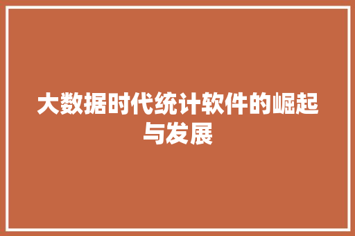 大数据时代统计软件的崛起与发展