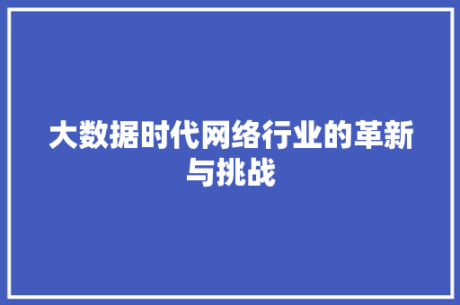 大数据时代网络行业的革新与挑战