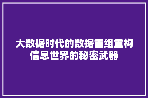 大数据时代的数据重组重构信息世界的秘密武器