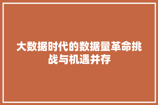 大数据时代的数据量革命挑战与机遇并存