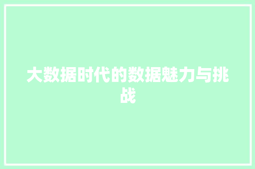 大数据时代的数据魅力与挑战