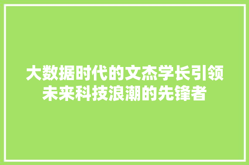大数据时代的文杰学长引领未来科技浪潮的先锋者