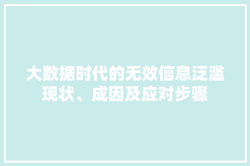 大数据时代的无效信息泛滥现状、成因及应对步骤