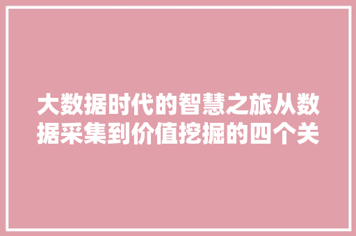 大数据时代的智慧之旅从数据采集到价值挖掘的四个关键步骤