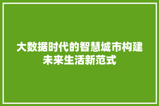 大数据时代的智慧城市构建未来生活新范式