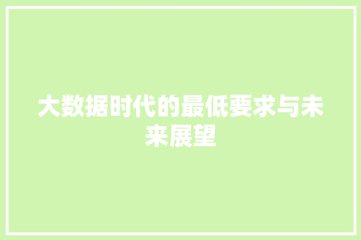 大数据时代的最低要求与未来展望