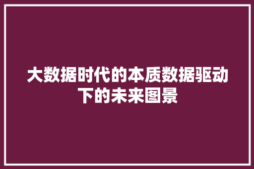 大数据时代的本质数据驱动下的未来图景