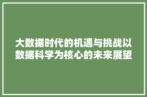 大数据时代的机遇与挑战以数据科学为核心的未来展望