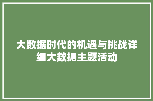 大数据时代的机遇与挑战详细大数据主题活动