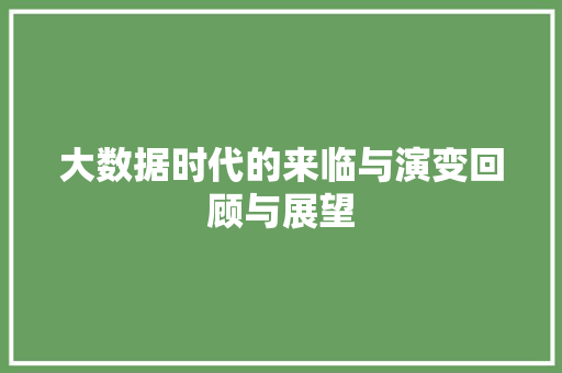 大数据时代的来临与演变回顾与展望