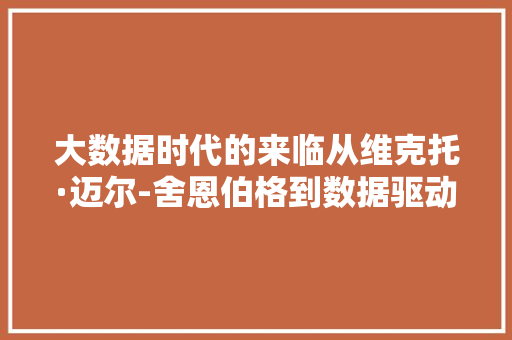 大数据时代的来临从维克托·迈尔-舍恩伯格到数据驱动的未来