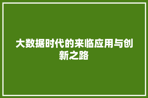 大数据时代的来临应用与创新之路