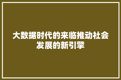 大数据时代的来临推动社会发展的新引擎