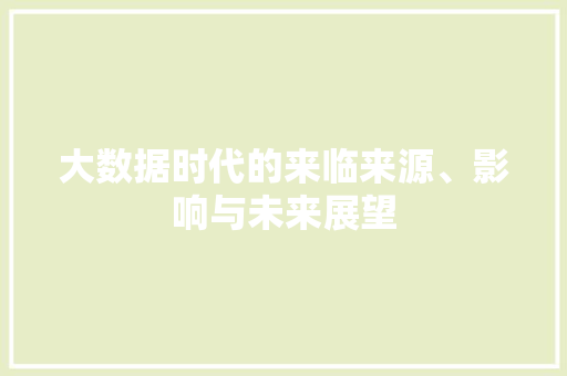 大数据时代的来临来源、影响与未来展望