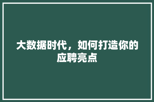 大数据时代，如何打造你的应聘亮点