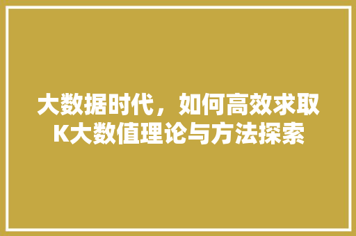 大数据时代，如何高效求取K大数值理论与方法探索