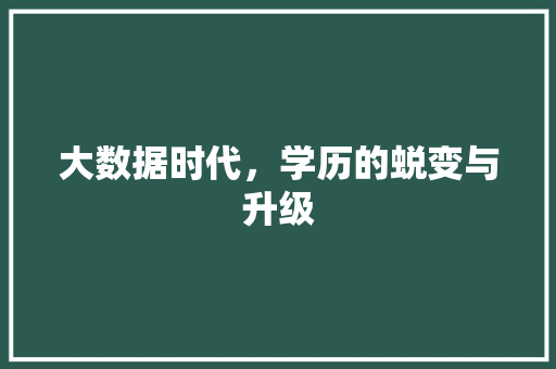 大数据时代，学历的蜕变与升级