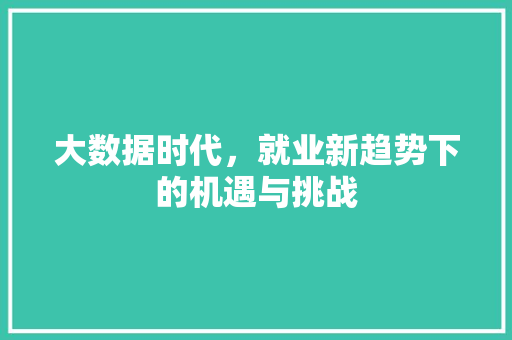 大数据时代，就业新趋势下的机遇与挑战