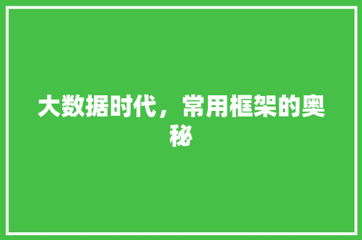 大数据时代，常用框架的奥秘