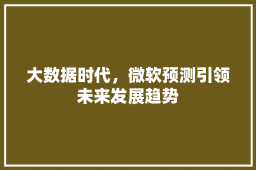 大数据时代，微软预测引领未来发展趋势