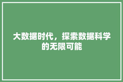 大数据时代，探索数据科学的无限可能