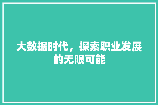 大数据时代，探索职业发展的无限可能