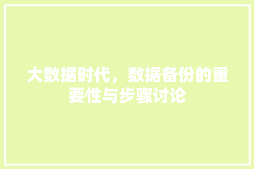 大数据时代，数据备份的重要性与步骤讨论