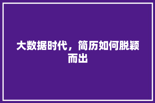 大数据时代，简历如何脱颖而出