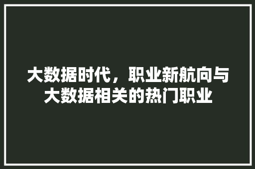 大数据时代，职业新航向与大数据相关的热门职业