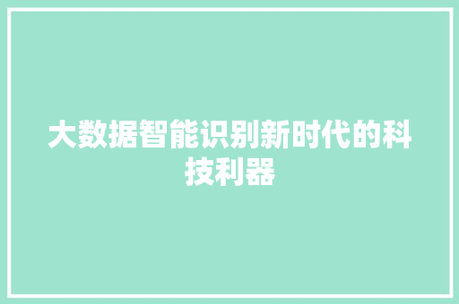 大数据智能识别新时代的科技利器