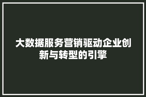 大数据服务营销驱动企业创新与转型的引擎