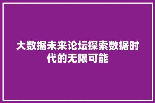 大数据未来论坛探索数据时代的无限可能