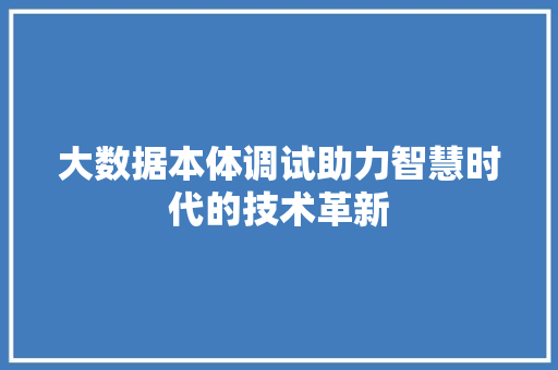 大数据本体调试助力智慧时代的技术革新