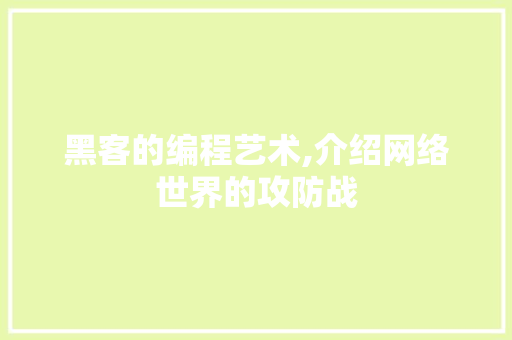 黑客的编程艺术,介绍网络世界的攻防战