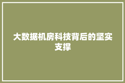 大数据机房科技背后的坚实支撑