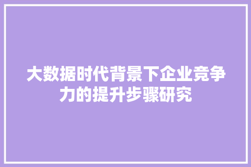 大数据时代背景下企业竞争力的提升步骤研究